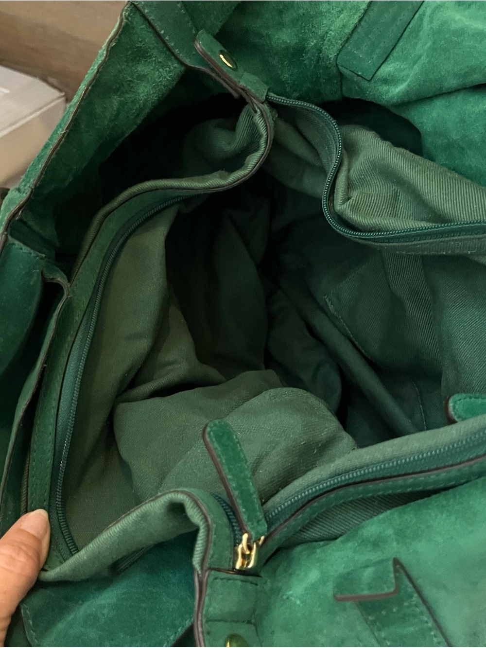 Michael Kors Green Suede Ashbury Tote Bag - Picture 10 of 12